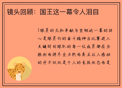 镜头回顾：国王这一幕令人泪目
